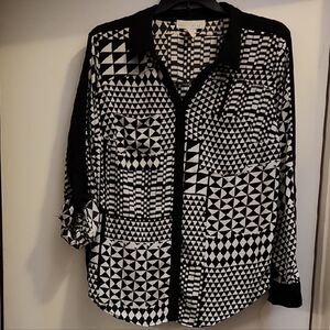 Kelly Renee Geometric Black and White Blouse 3X